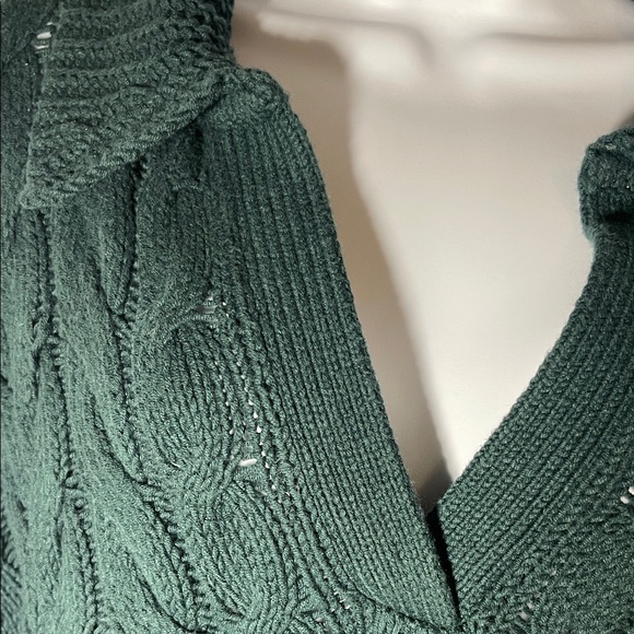 LOFT V-Neck Cable Knit Sweater - Deep Green - Picture 4 of 9